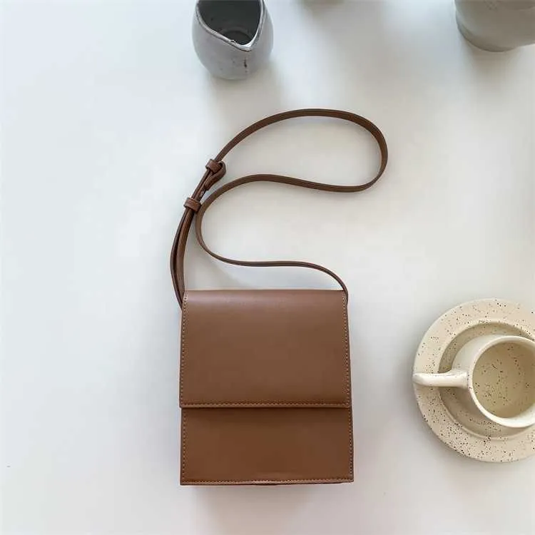 HBP Non-Brand 2024 Nouvelle mode Simple Lady Pu Pu Leather Messenger Sac Rectangle Téléphone Small Sling Crossbody Hand