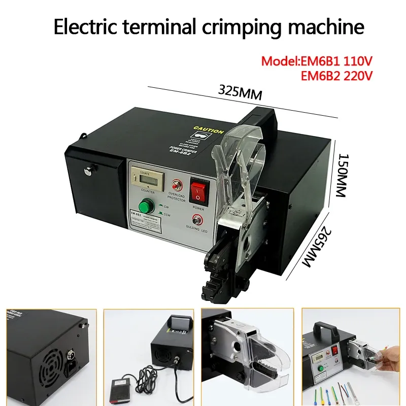 EM6B2 eller EM6B2BC Elektrisk Terminal Crimp Machine Tools Crimp Variation av terminaler utrustade med 7 Crimping Dies