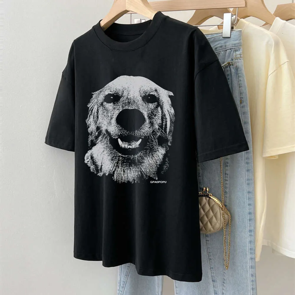 T-shirt corta in puro cotone stampato High American Hip-Hop Street per donna Estate allentata Oversize Coppia a mezza manica Top Style