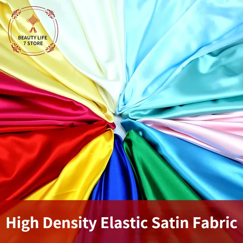 Tissu Tissu satiné haute densité épaissir le tissu d'imitation de soie élastique pour la couture de robe vêtements décoration de scène fait à la main bricolage 150*100 cm