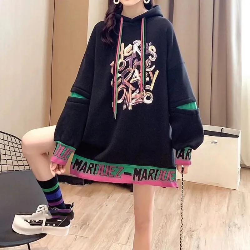 E 240301 Off White Womens Sweatshirts Kawaii Purple Graphic Long