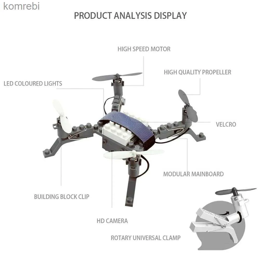 Drönare 2022 Helt nya kreativa DIY -byggstenar RC Quadcopter Mini Drone Löstagbart klipp Drone Aircraft Toys Drone With Camera 24313