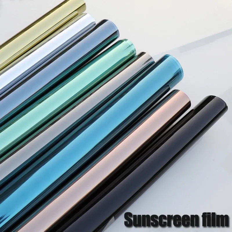 Films 3/5M Sunscreen Window Blackout Film One Way Mirror Reflective Stained Glass Stickers Vinyl Adhesive Home Decor Removable Tinting