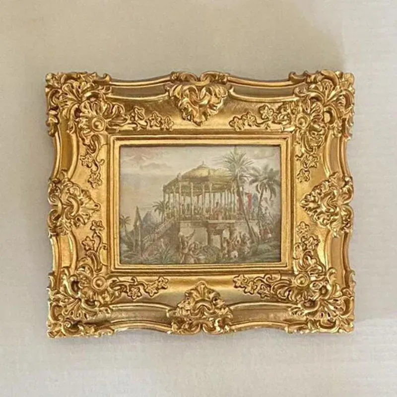 Frame European Style Resin Relief Photo Frame Gold Color Picture Frame Desktop Ornaments Bedroom Home Decor