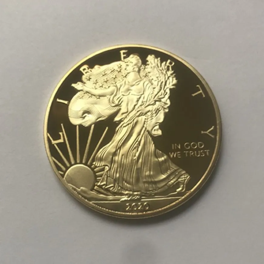 10 pcs the dom eagle badge 24k gold plated 40 mm commemorative coin american statue liberty souvenir drop acceptable coins324S