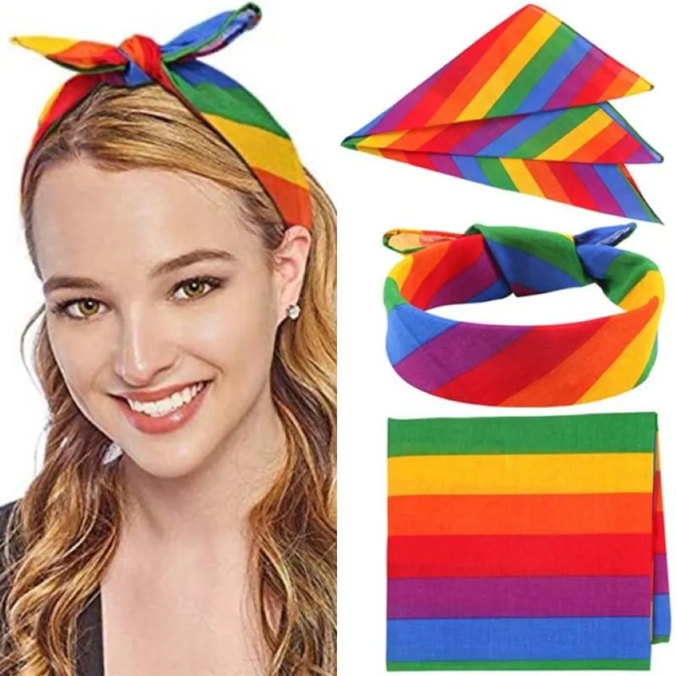 Szaliki Rainbow Bandana Unisex Square Scarf for Party Celebration Przybory gejowskie LGBTQ Bandanas Pałąk chusteczka