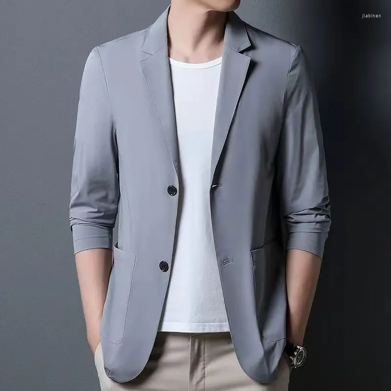 Мужские костюмы 2024, модный осенний повседневный маленький костюм, корейский мужской деловой костюм с защитой от солнца