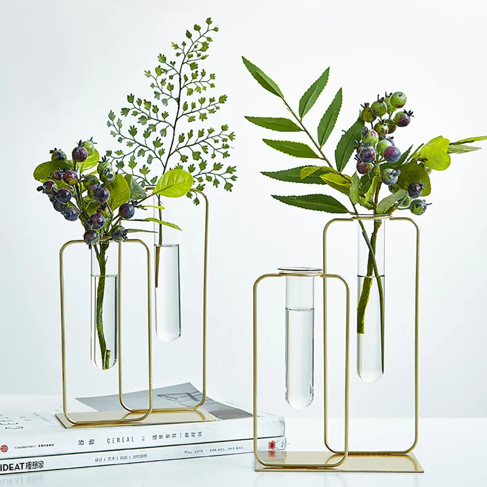 Vases Vases for interior Terrarium Iron Line glass vase home decoration accessories Nordic Hydroponic Plant Vase Office Desktop Modern