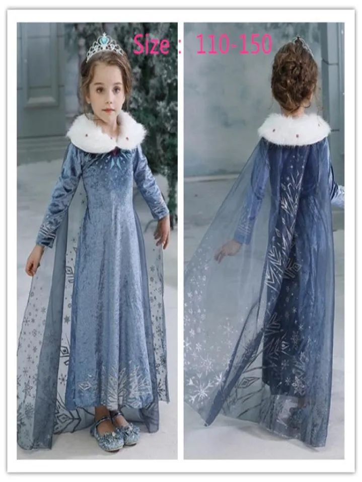Robe d'hiver pour petites filles, tenue de princesse la reine des neiges, Costume de fête pour enfants, vêtements Cosplay d'halloween, MDT 0013807515