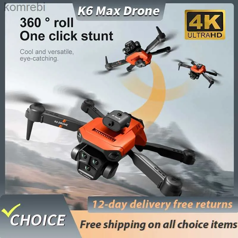 Drones NOVO K6 MAX Drone 4K HD ESC Tripple Câmeras de grande angular Evitar obstáculos Posicionamento de fluxo óptico Dobrável FPV Height Hold Drone 24313