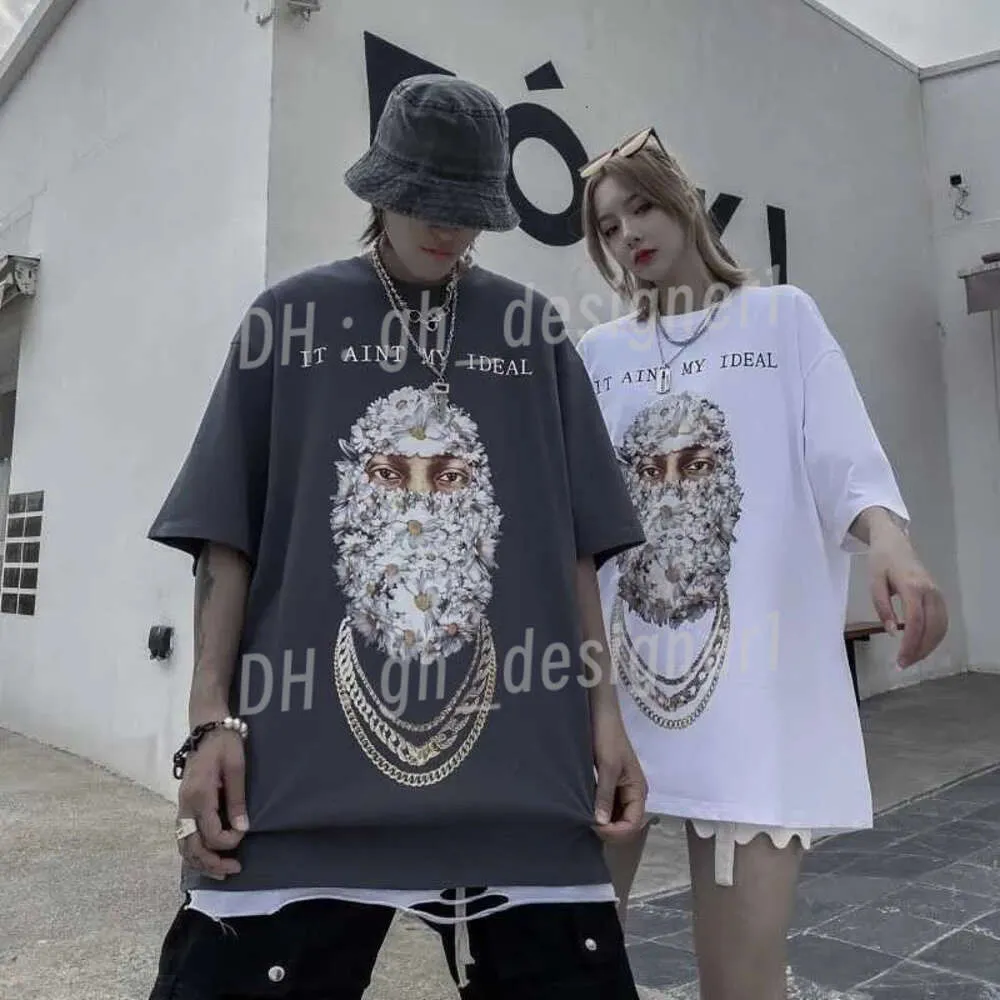 メンズTシャツih nom uh nit tシャツmen men女性ヒップホップストリートウェアchrysanthemumポートレートプリント半袖