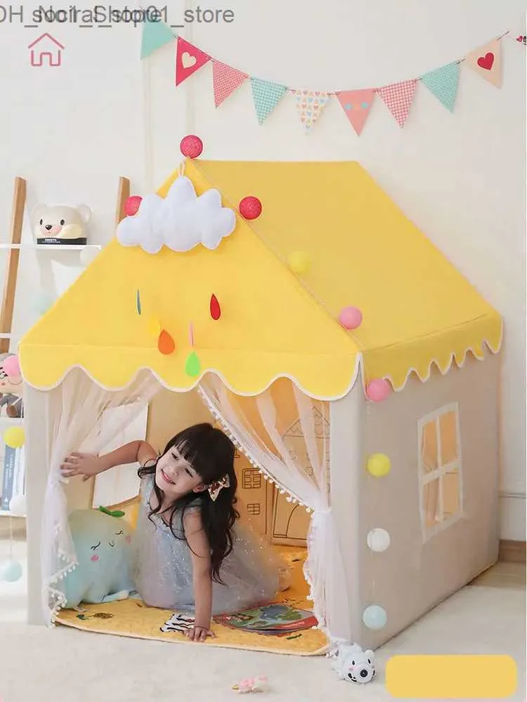 Tor de brinquedo Tents Tents Large 1,35m Crianças Tenda de brinquedos Dobring Kids tipi Baby Play House Toys Girls Rosa Princesa Castelo Criança Decoração Decoração PRESENTE Q231220 L240313