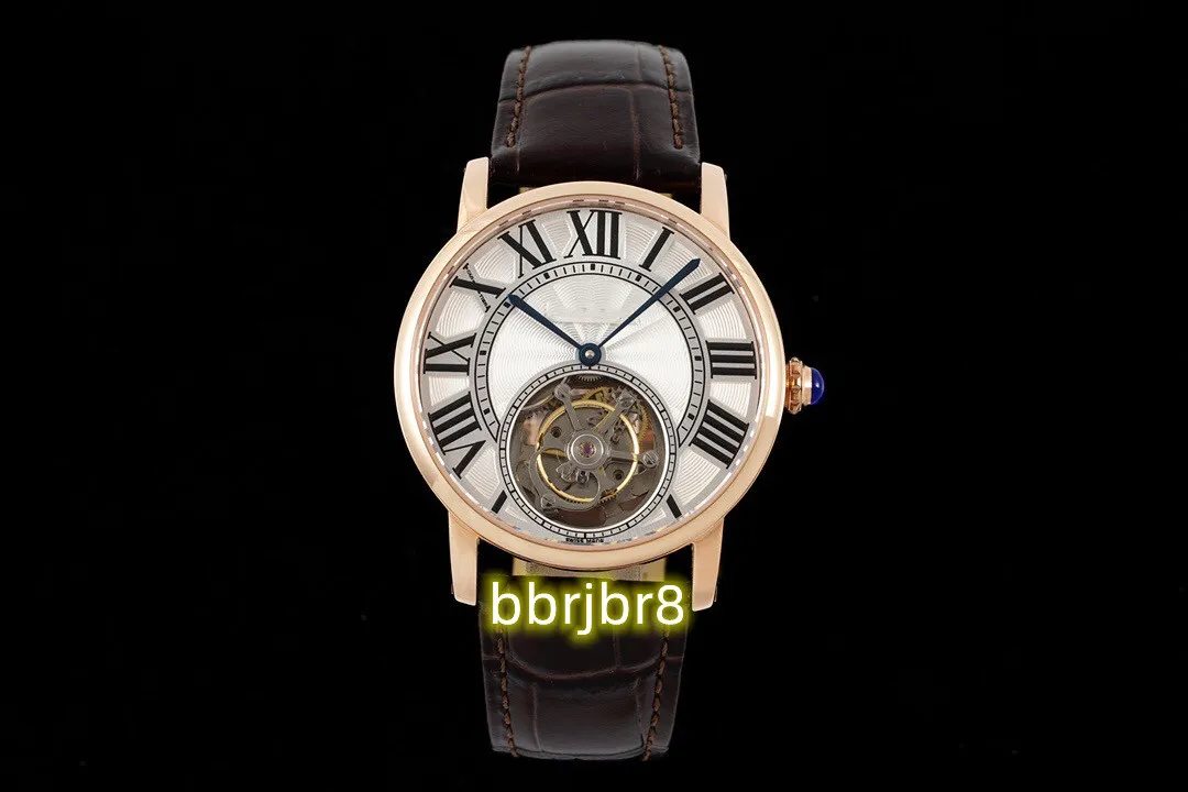 RMS Tourbillon flottant Montre diamètre 40mm avec tourbillon balancier échappement roue à fourche composée d'un miroir saphir boîtier en acier 316L