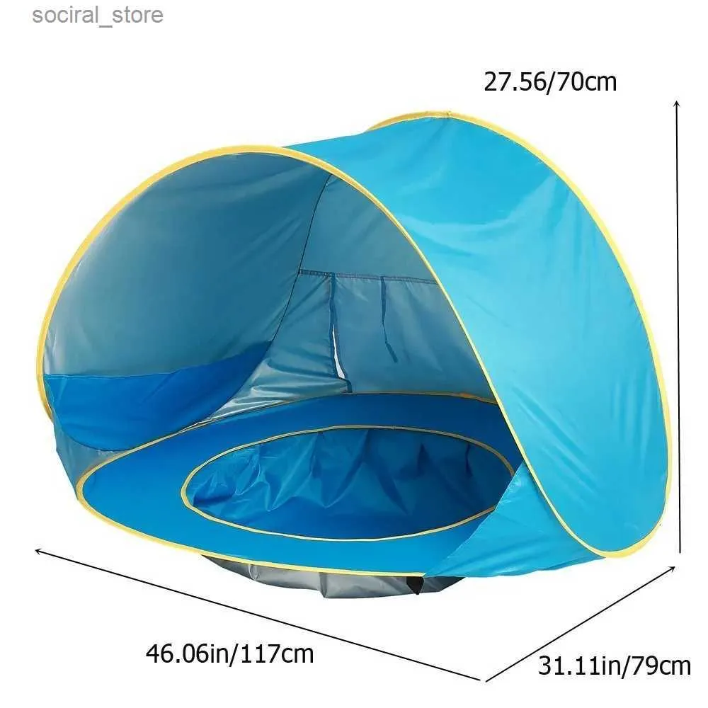 Toy Tents UPF 50+ Baby beach tent Waterproof Sun Shelter UV-protecting Sunshelter with Pool Kid Outdoor Camping Sunshade Beach sunshelter L240313