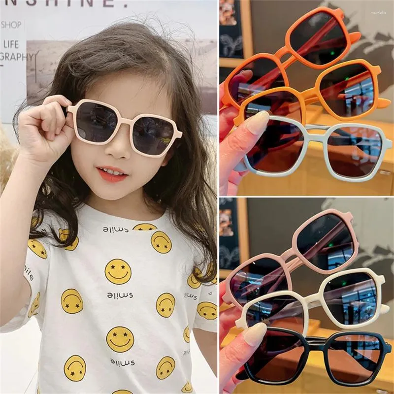 Lunettes de soleil carrées en Silicone pour enfants, couleur bonbon, Protection UV400, pliables, pour filles et garçons