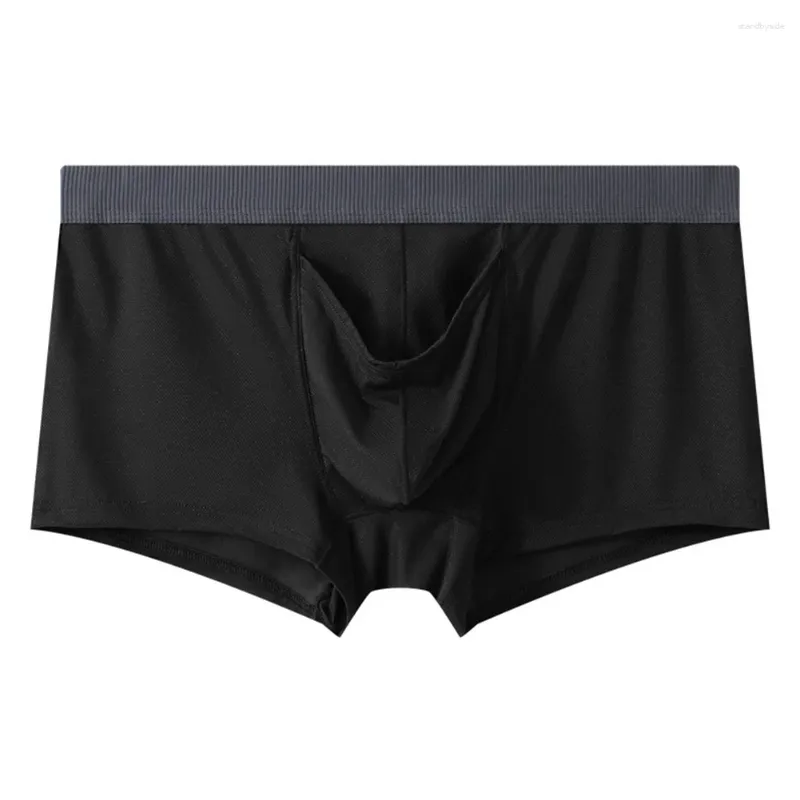 Mutande Slip boxer sottili e traspiranti in seta di ghiaccio Pantaloncini separatori per uova di pistola da uomo Pantaloncini sexy separati con custodia a sfera aperta