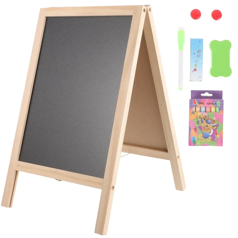 Toyvianska svarta tavlan Standing Art Easel DoubleDed Wood Ritning Magnet Board 240227