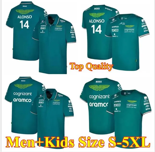 Camisetas de alta qualidade Aston Martin Jerseys T-shirt AMF1 2022 23 Homens e crianças Meninos oficiais Meninas Fernando Alonso T-shirt Fórmula 1 Terno de corrida F1 Camisa MOTO Motorcyc Tees