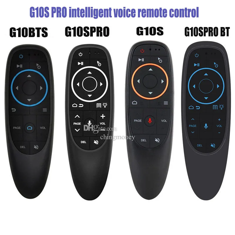 G10S PRO BTS Voice Air Mouse Control remoto retroiluminado 2,4 GHz Controlador de micrófono inalámbrico Google IR Aprendizaje Giroscopio de 6 ejes para Android TV Box PC