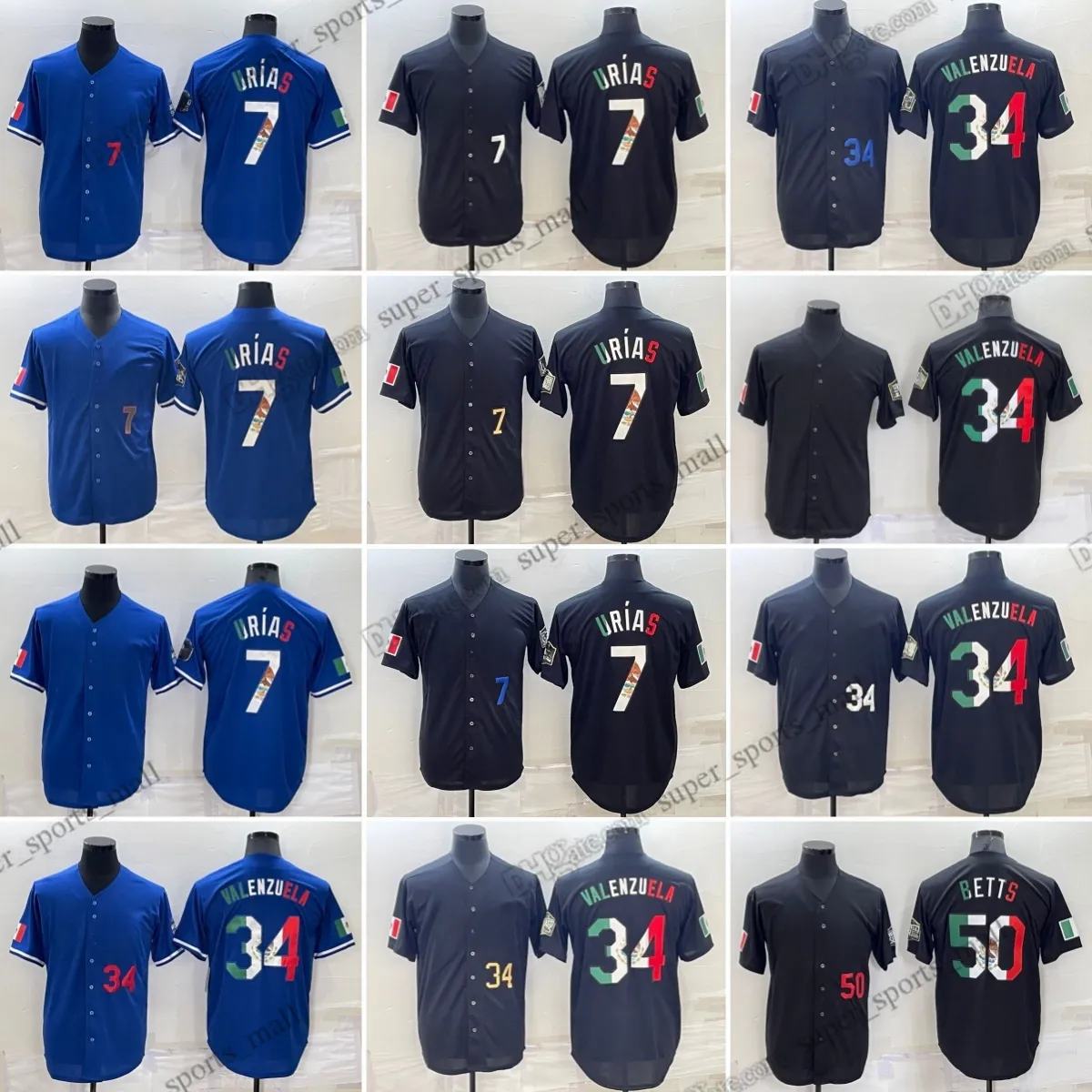 34 Fernando Valenzuela 50 Mookie Betts 7 Julio Urias 2024 Yeni Beyzbol Formaları Erkek Dikişli Jersey Coutom Kadın Gençlik