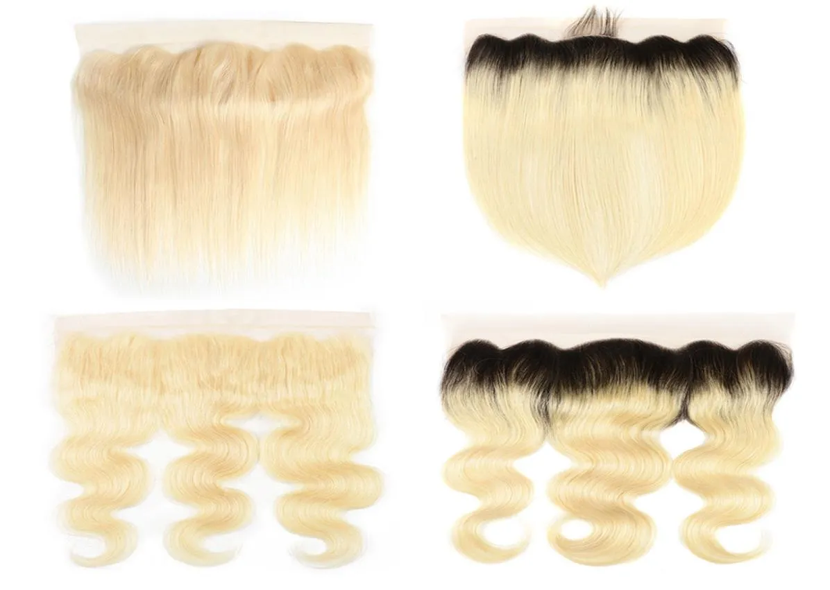 613 Blonde 134 Lace Frontal 1B613 Ombre Blonde Brazilian Human Hair Ear To Ear Closure Hair Extension Lace Frontal Only 1018 In4179049