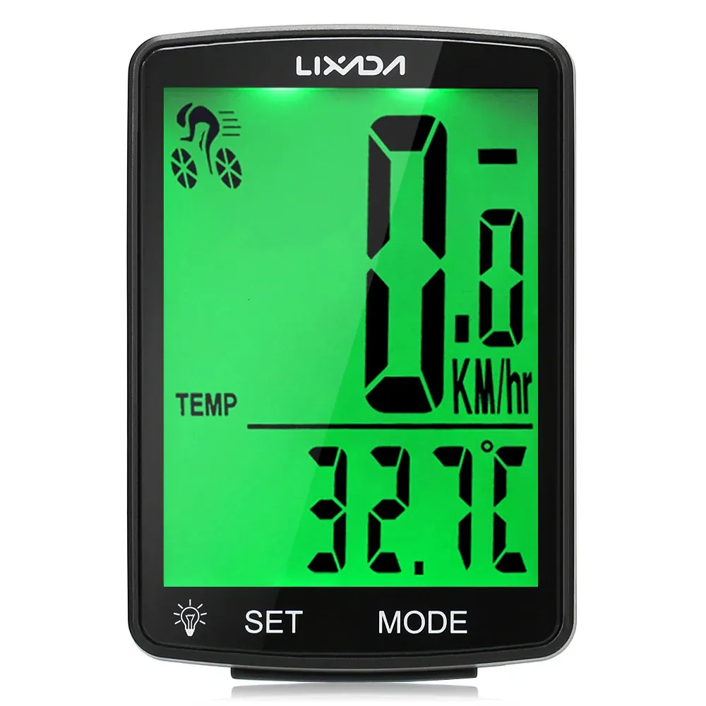 LIXADA Wireless Bike Computer Multi Functional LCD Screen Bicycle Computer Mountain Bike Speedometer Odometer IPX6 Waterproof 240301