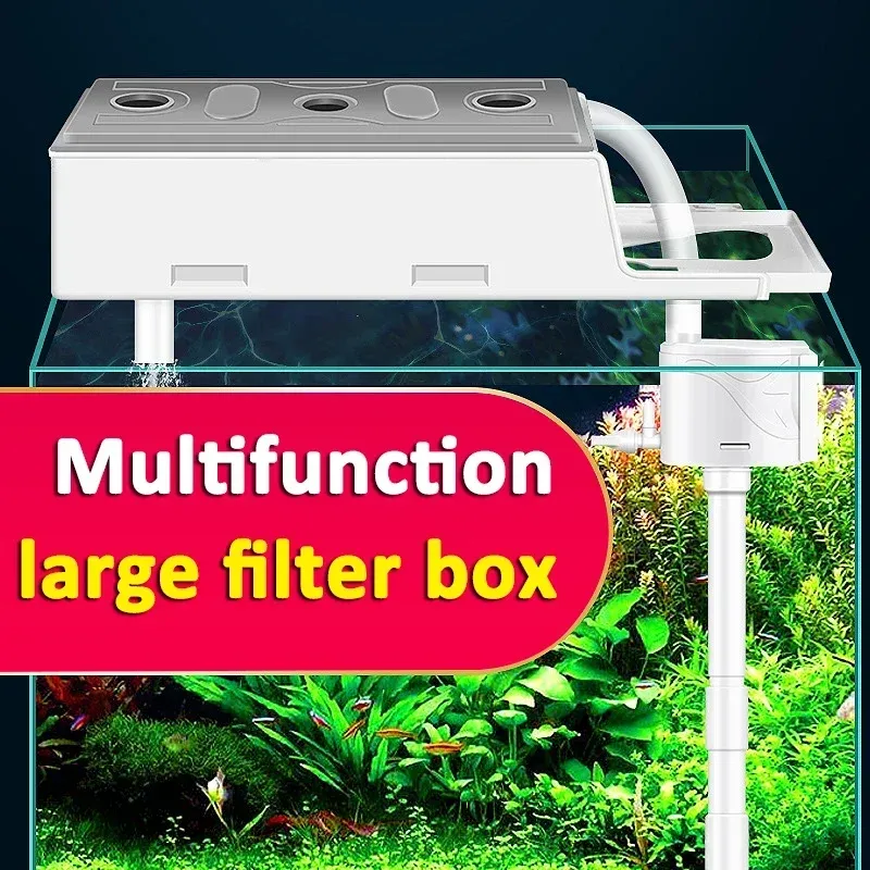 Zubehör für Aquarien, leiser Filter, Zirkulations-Tropfbox-Set, 3-in-1 eingebaute Wasserpumpe, Sauerstoffanreicherung, Wasserfilter, Aquarium