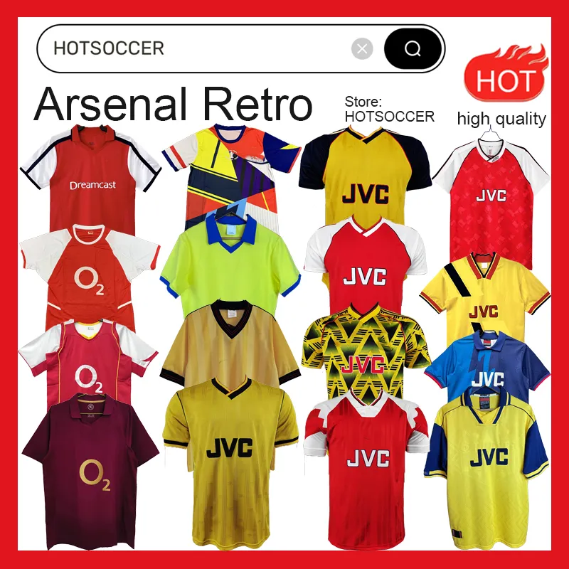 Gunner Retro Soccer Jersey Highbury Home Football Shirt Pires Henry Reyes 02 03 05 06 98 99 Bergkamp 94 95 Adams Persie 96 97 Galla 86 87 89 Wright