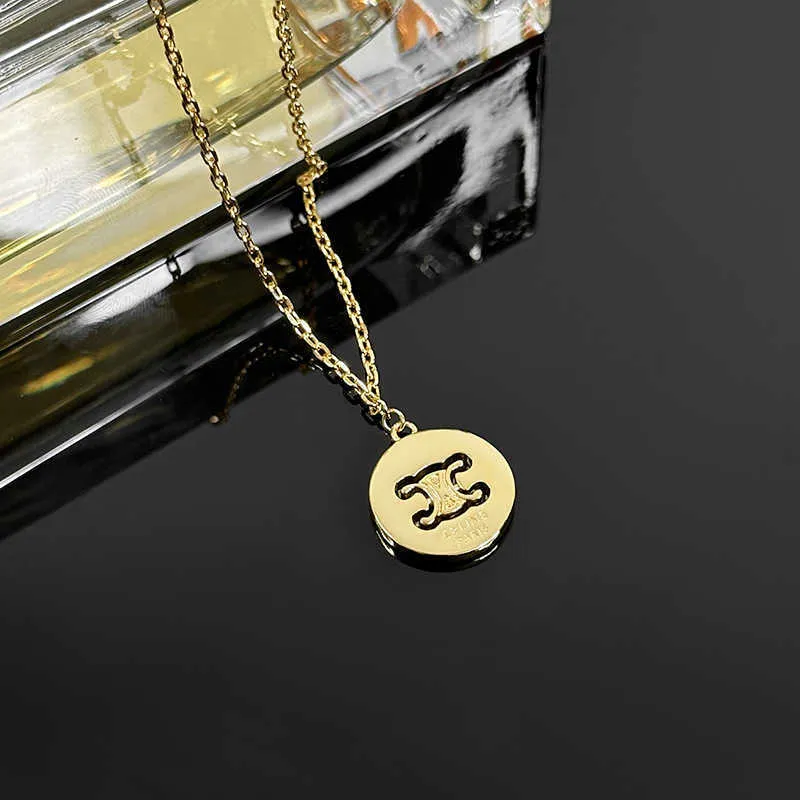 Kwy1 Designer Fashion Luxury Pendant Necklaces New Triumphal Arch Circle Sign 3d Rotable Necklace with Premium Plating 18k Gold Light Earrings