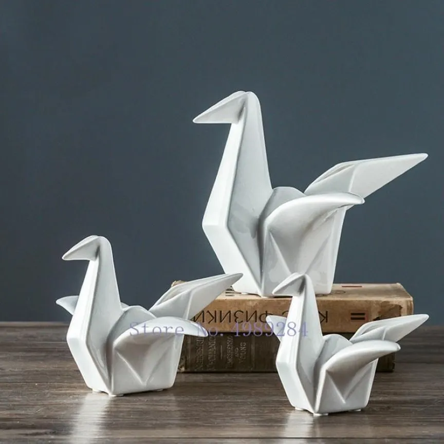 Objets décoratifs Figurines maison moderne céramique mille grues en papier Origami abstrait artisanat ameublement enfants R3124