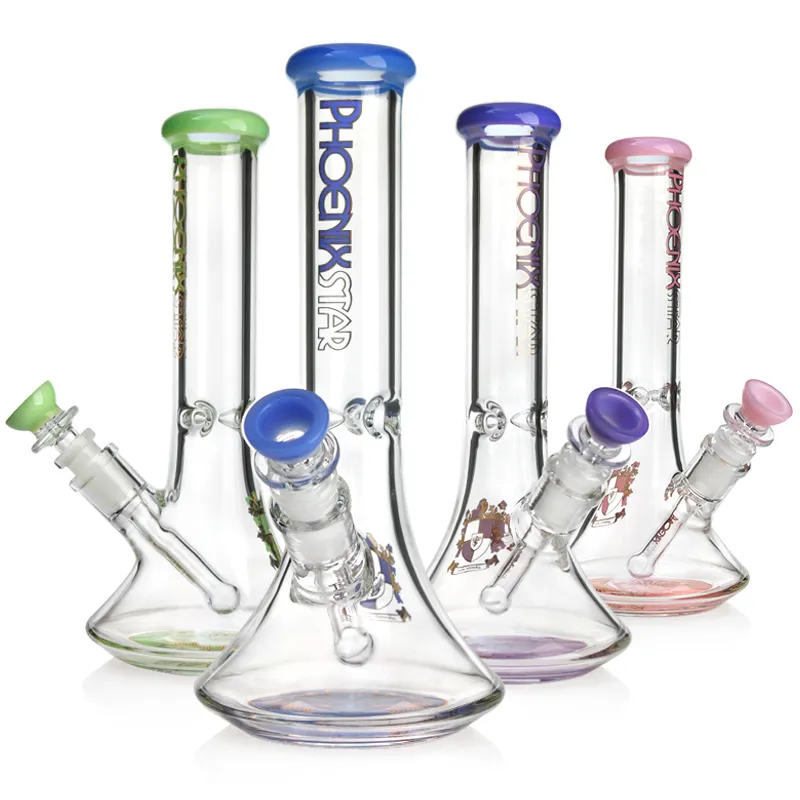 Pipes à tabac en verre Phoenix Recycler Bongs à eau en verre avec attrape-glace fumant Bong en verre diamant 10 '' WaterPipe Bong en verre