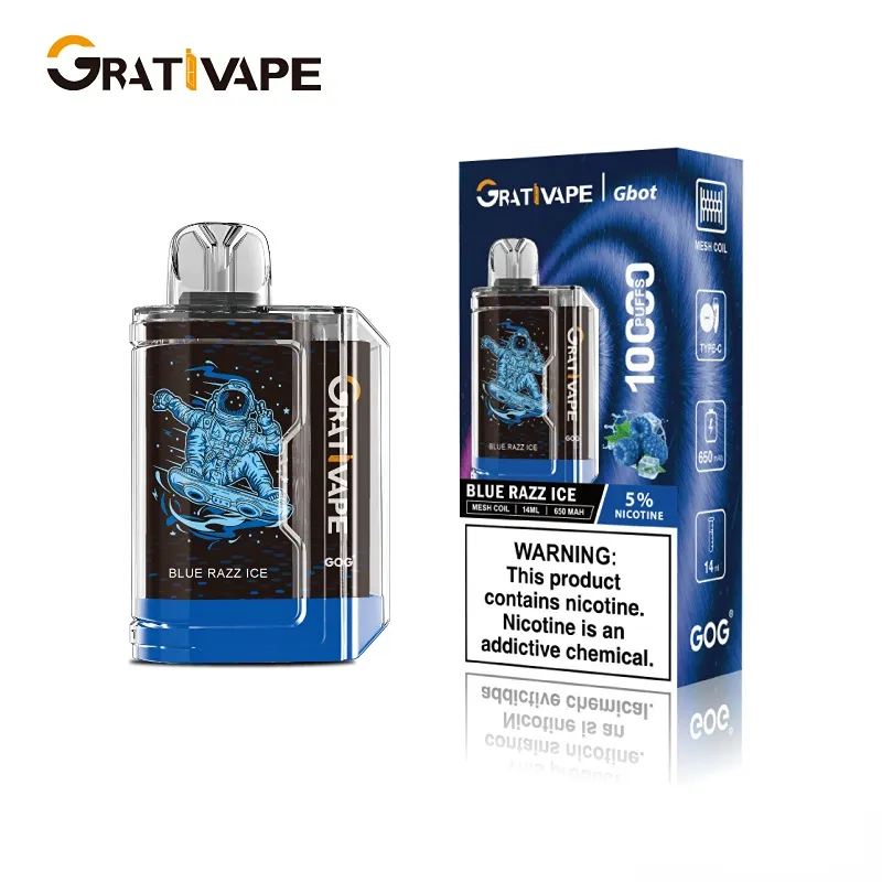 GRATIVAPE GBOT 10000 PUFFS DIREAU VAPE CAGRACE E Cigarette avec une batterie de 650mAh rechargeable 14 ml Pod Authentic Vapers en gros de la bouffée DesEchable 10K