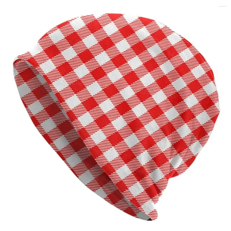 Bérets Rouge Plaid À Carreaux Style Bonnet Chapeaux Mode Chapeau Tricoté Pour Hommes Femmes Hiver Chaud Skullies Bonnets Casquettes