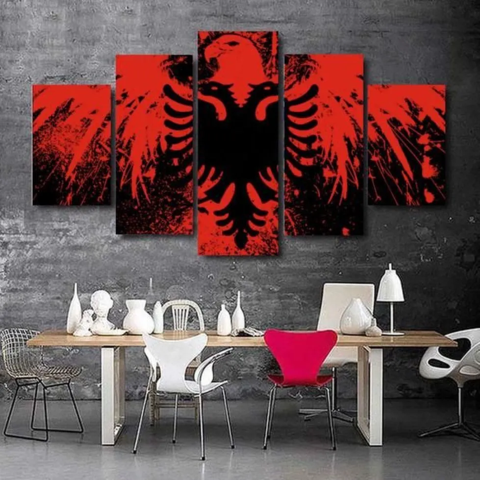 5 piece of canvasAlbanian flag art decoration painting art painting267Q