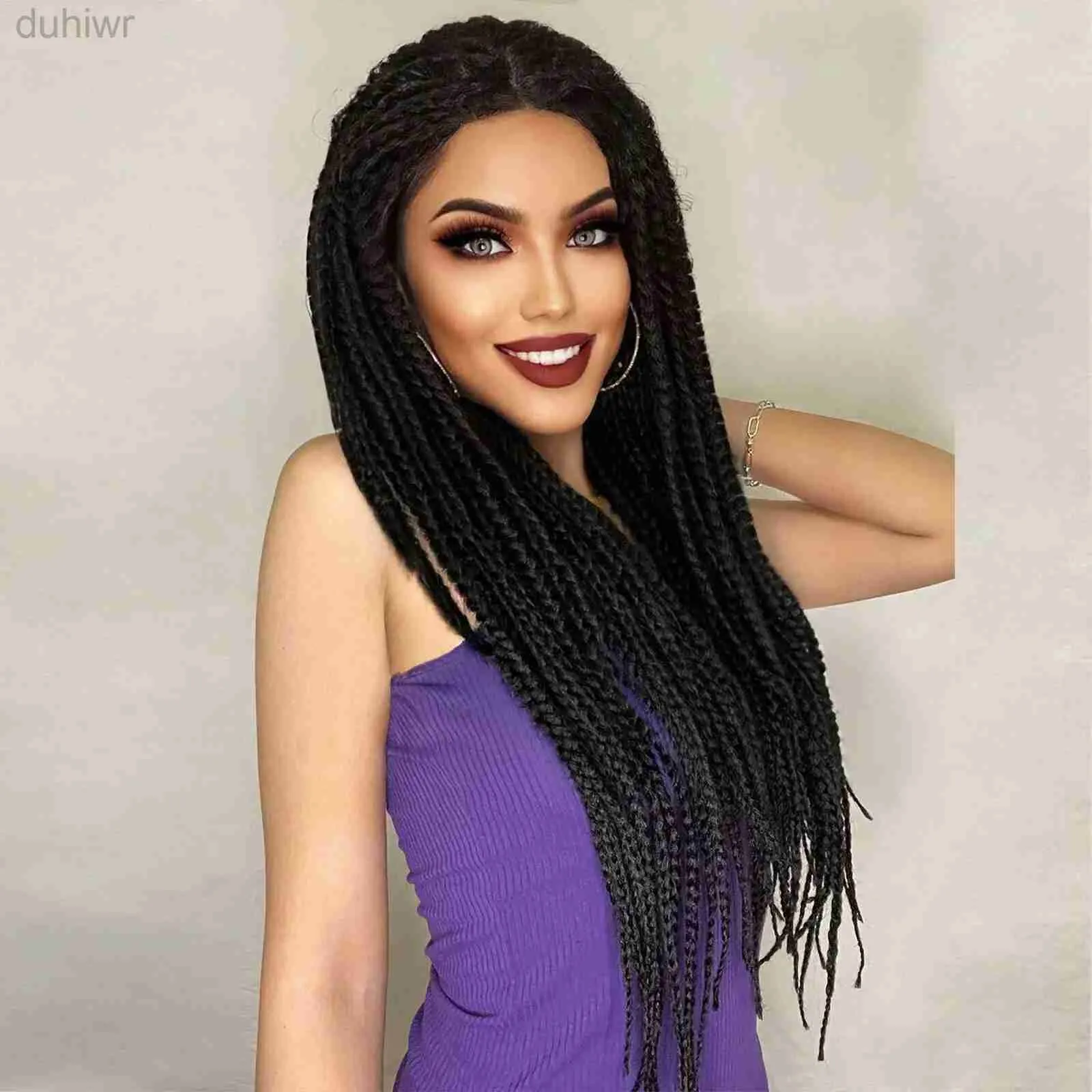 Synthetic Wigs 13 0.5 Black 28inch Long Braided Lace Front Wig Afro Twist Fake Hair Perfect For Women Ldd240313 From Duhiwr 29.39 DHgate.Com
