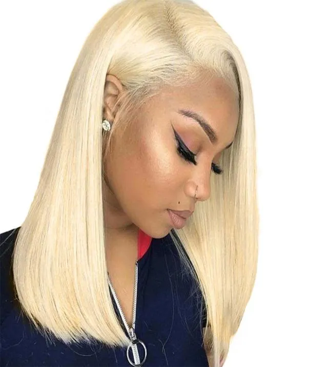 613 Lace Front Human Hair Wigs Colorful Bob Cut Wigs Straight Transparent Short Wigs 150 Honey Blonde Human Hair Wig Full End9450977