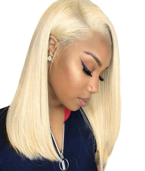 613 Lace Front perruques de cheveux humains coloré Bob Cut perruques droites transparentes perruques courtes 150 miel blond perruque de cheveux humains pleine End9450977