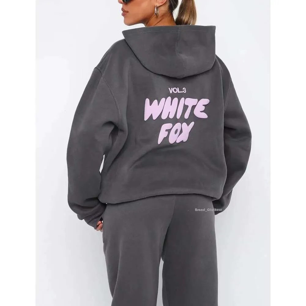 Designer Tracksuits White Fox Hoodie Mulheres Primavera Outono Inverno Novo Hoodie Set Moda Desportivo Manga Longa Pulôver Com Capuz Corredores White Fox 6862