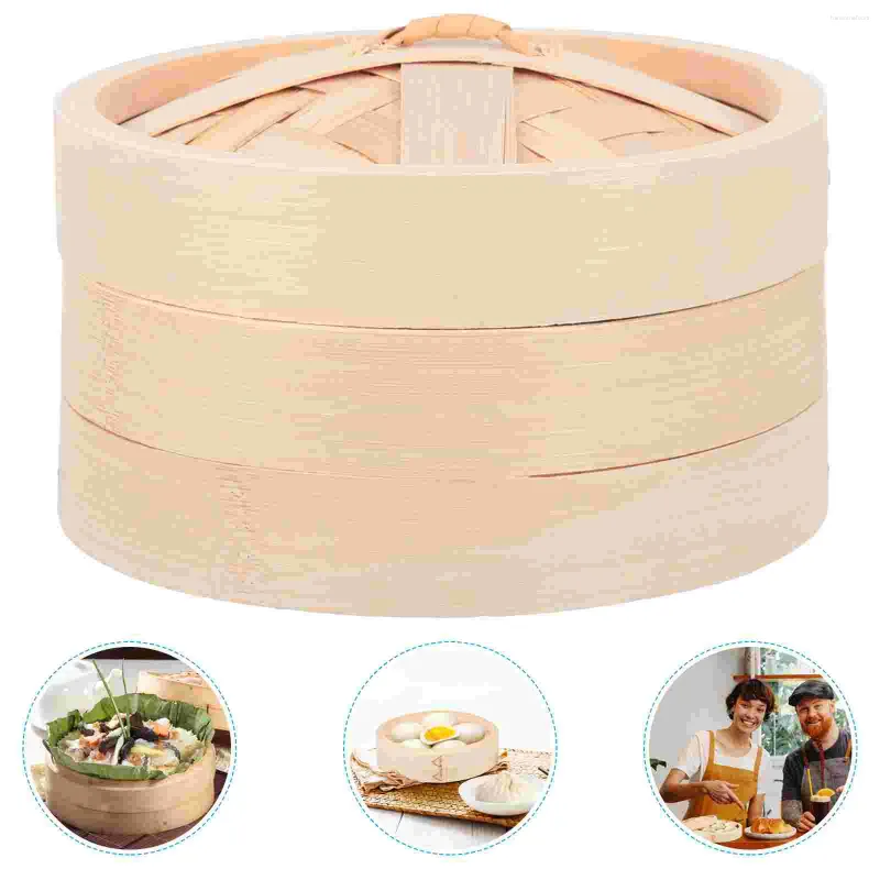 Double Boilers Stainless Steel Cookware Steamer With Lid Food Steamed Dumplings Practical Bamboo Dim Sum Basket