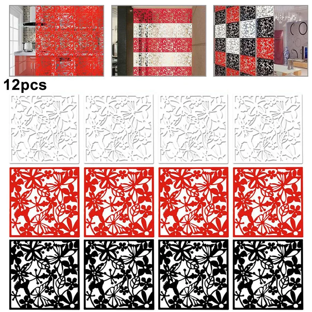 셔터 12pcs 40x40cm 교수형 객실 분배기 거실 파티션 화면 매달려 중공 인테리어 룸 커튼 가정용 DIY 장식