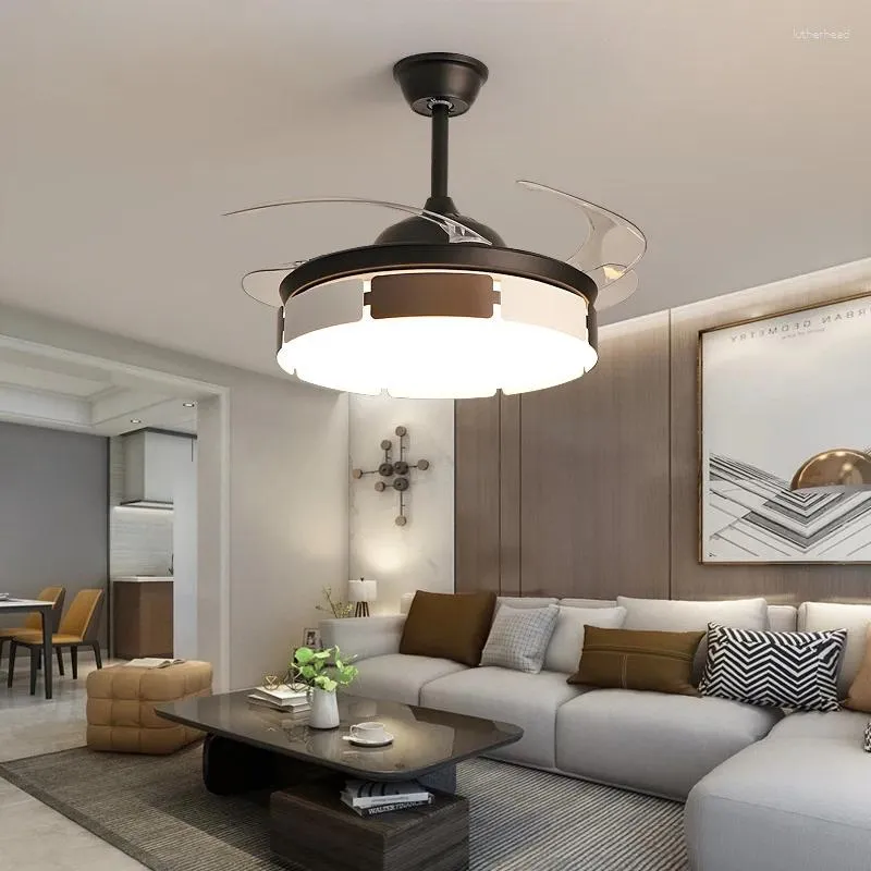 Invisible ventilateur lampe plafond maison salon salle à manger chambre Bluetooth stéréo avec lustre