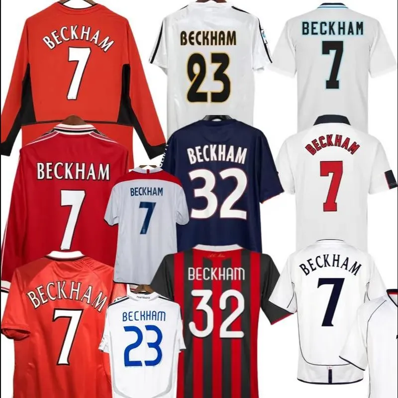 Real Madrids Engelands 1996 1998 2002 Vintage Football 05 06 07 Retro shirt kit Beckham retro voetbal jerseys 98 99 02 04 Classic