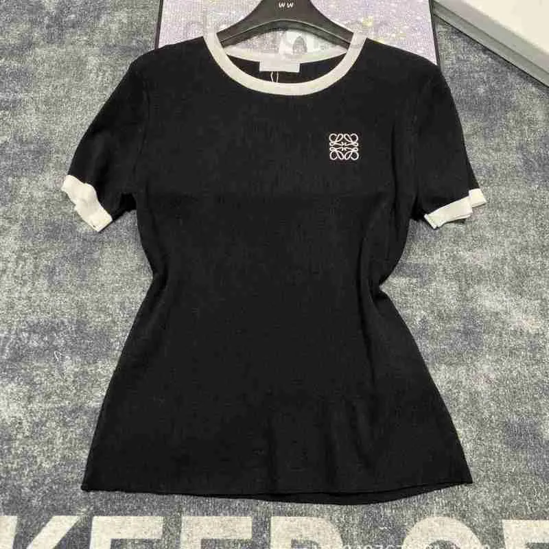 Dames Knits Tees designer 24 vroege herfst nieuw nicheontwerp trendy merkletterborduurwerk modieuze veelzijdige gebreide top 61N3