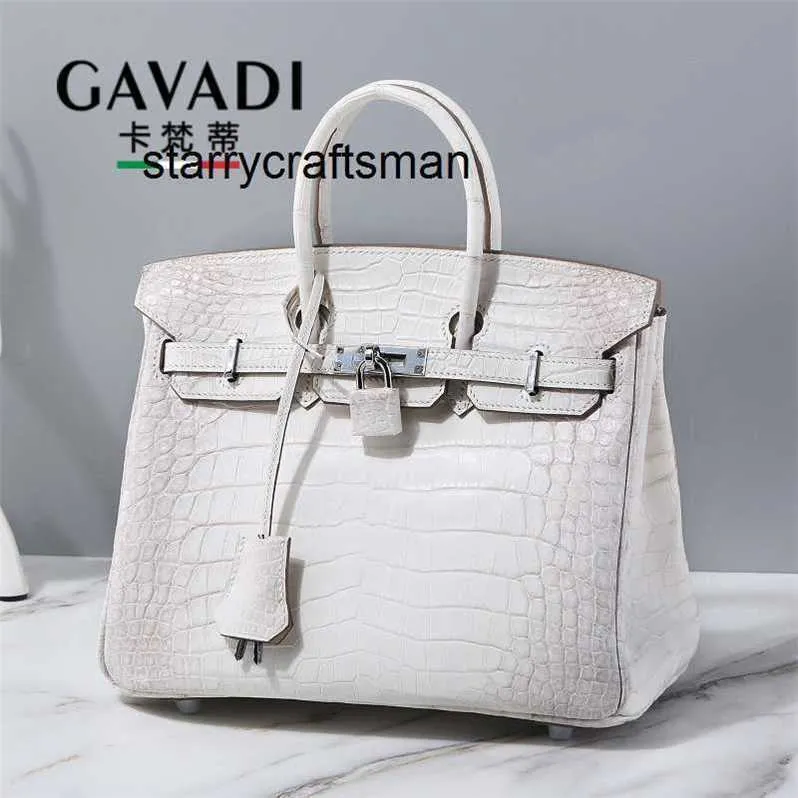 Sac à main en cuir véritable pour femme L Sac en cuir de crocodile de l'Himalaya Sac à main de grande capacité pour femme Tempérament NHAJ