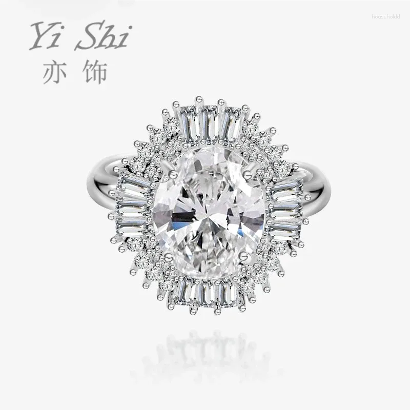 Cluster Rings S925 Sterling Silver Ring inlaid med High Carbon Diamond Fashion Women's Luxury Shining SMYELL Födelsedagspresent