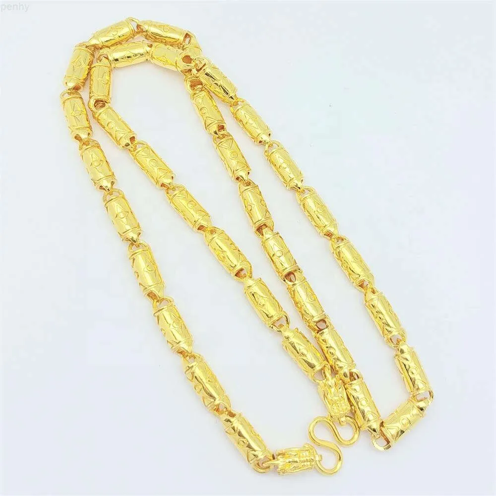 Fashion Design 24k Real Gold Filled Daily Wear Dragon Tubes Necklace 6mm Jewelry for Men Long Chain