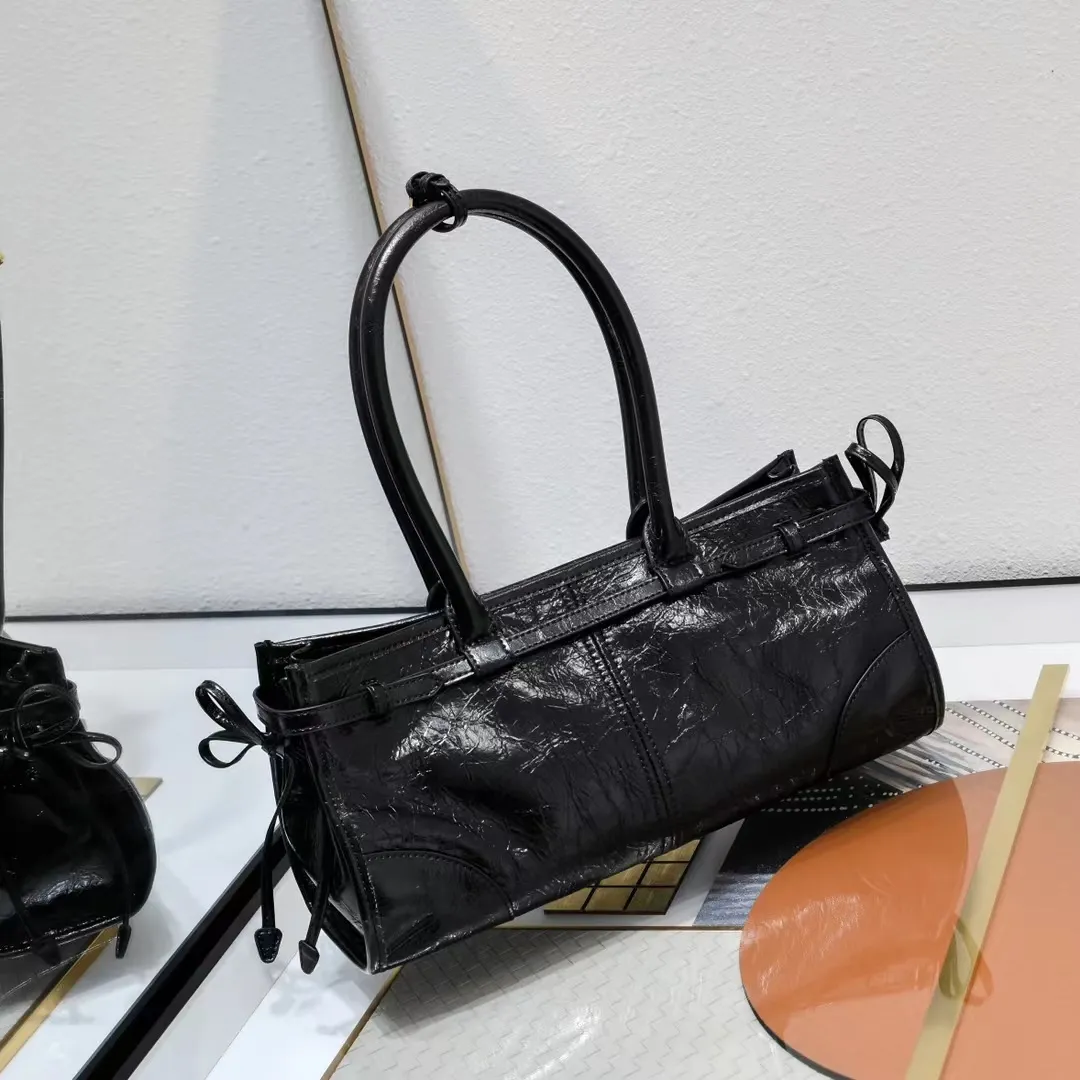 Bolso de diseñador con cera de aceite para mujer, bolsa de baguette con patrón de ráfaga de piel de vaca, retro, portátil, oblicuo, para hombro