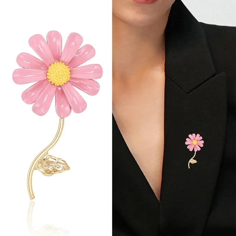 Broscher solros brosch för kvinnor emaljväska kläder lapel stift daisy blommor märke unisex bröllop bankett dagliga smycken vänner gåva