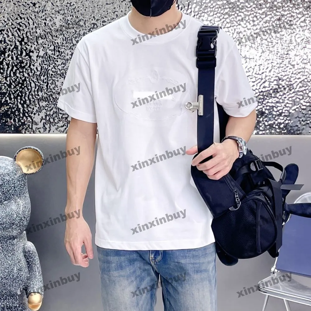 xinxinbuy erkekler tasarımcı tee tişört 2024 Milan mektup nakış kısa kollu pamuk kadınlar gri siyah beyaz M-4XL