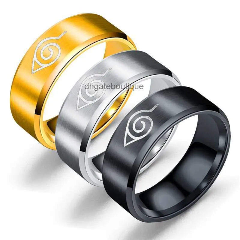 Animation de bijoux japonais et coréens entourant la bague Naruto bijoux en acier inoxydable bijoux en acier titane gravure de bague pour hommes